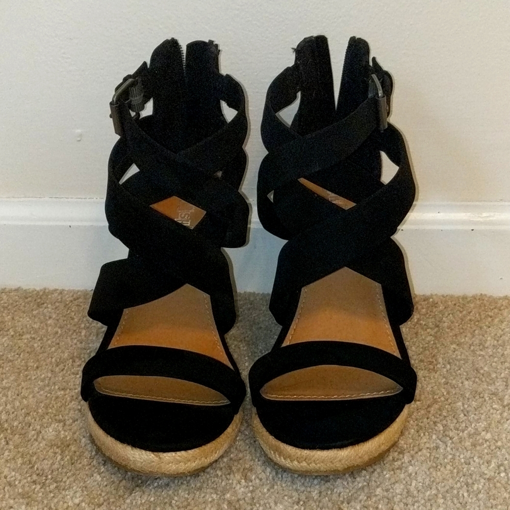 Black Strappy Wedges